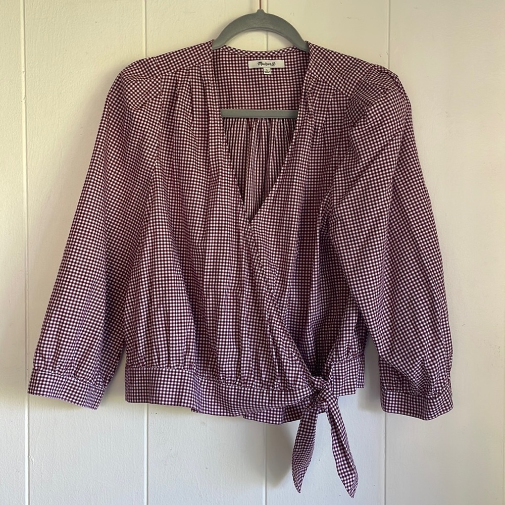 Madewell Wrap Around Blouse - Maroon